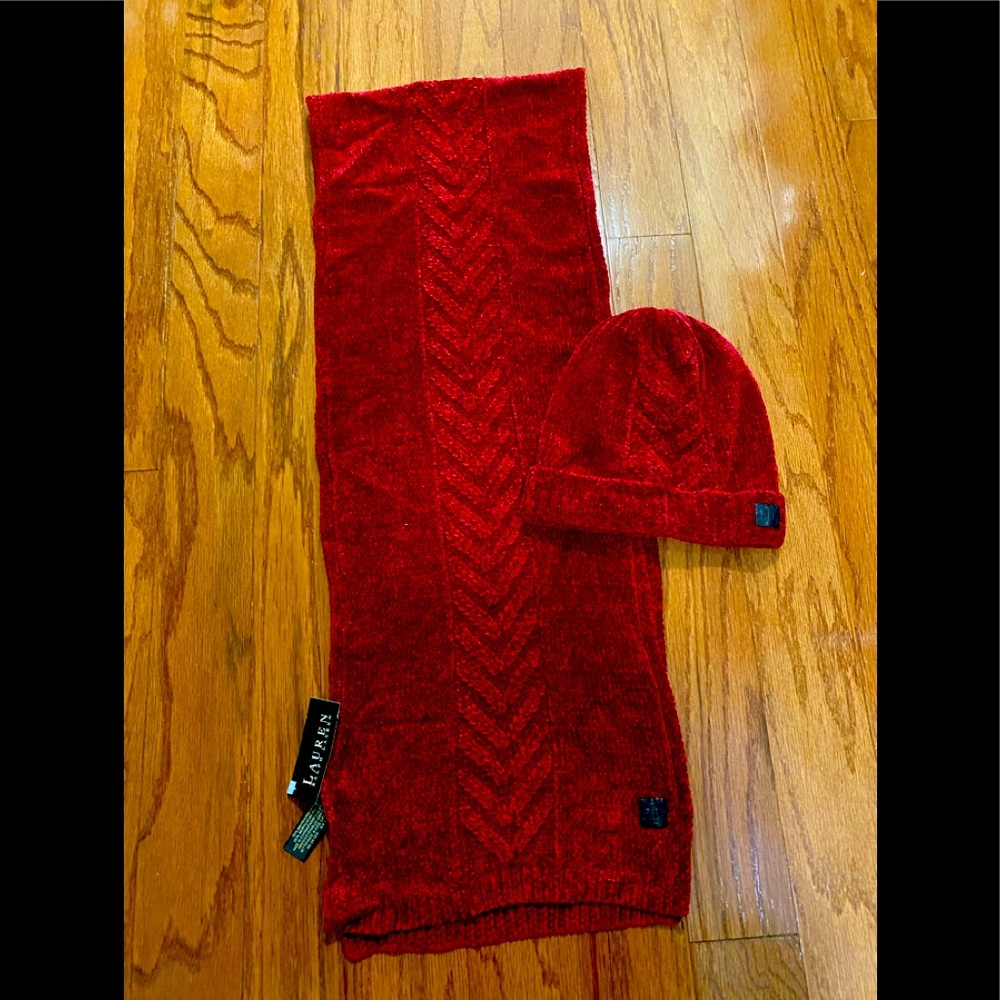 LAUREN RALPH LAUREN SCARF & HAT SET